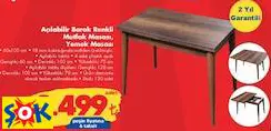 AÇILABİLİR BOROL RENKLİ MUTFAK MASASI/YEMEK MASASI
